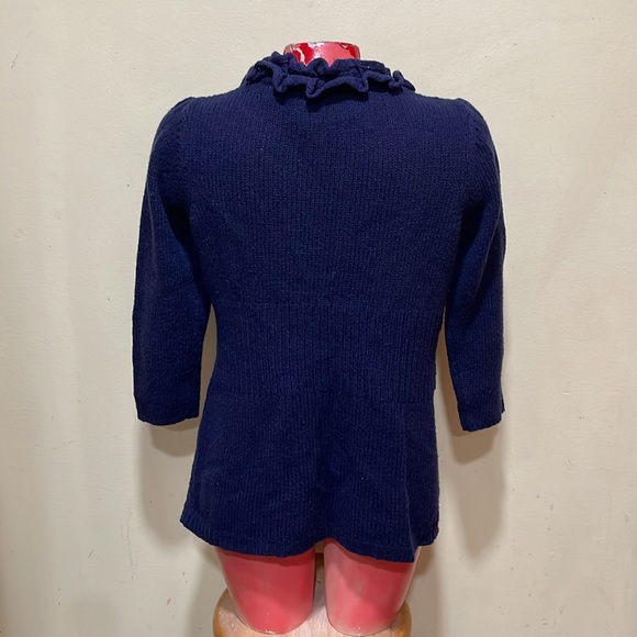 Anthropologie Navy Cardigan with Floral Detail - Picture 2 of 3